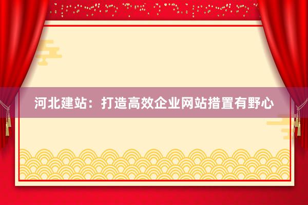 河北建站:打造高效企业网站措置有野心